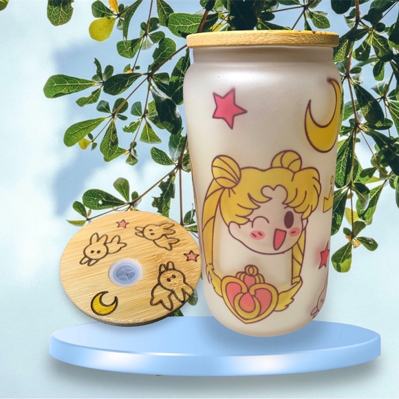 Cute 16oz sailor moon icons glass beer can either frosted or Clear. - Picture 9 of 9